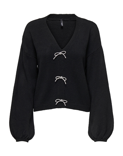  Only - ONLDonna Bow V-Neck Strik - Black
